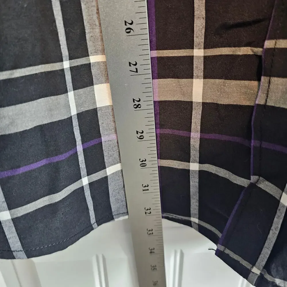 Red Ape Premium Button Down Shirt Mens 2XL Black Purple Plaid Long Sleeve